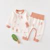 Roupas e calças de outono do bebê terno Algodão puro do bebê Aa Split-fit conjunto de duas peças para meninos e meninas cintura alta proteção da barriga à prova de vento