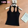 Top Regata Feminino com Gola Halter, Cor Sólida, Simples e Casual, Design Integrado, Anti-Exposição, Confortável, Caimento Justo, Valoriza a Silhueta, Adequado para Usar Sozinho ou em Camadas