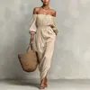 Otoño/Invierno 2026 Nuevo Moda Femenina Europea y Americana Exportación a Amazon Color Sólido Vacaciones Casual Vestido Hombros Descubiertos para Mujer