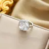 Anillo Ladrillo de Diseño Nicho de Alta Gama Lujo Accesible para Mujer Moda Europea y Americana Creativo Zirconia Chapado en Oro Anillo Abierto Ajustable