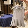 ¡Sensación de Estrella Infantil! Vestido tipo polo de cuadros rosa y blanco para niños, súper favorecedor, estilo coreano, ropa infantil casual y elegante, nuevo estilo dulce 2026