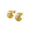 Pendientes de acero inoxidable transfronterizos chapados en oro de 18 quilates con diseño sencillo y moderno, de acero de titanio, ligeros, de lujo, al por mayor para mujer.