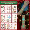 Pegatinas de Tatuaje Luminosas Populares Navideñas Transfronterizas Papá Noel Hombre de Jengibre Muñeco de Nieve Impermeables y a Prueba de Sudor Maquillaje para Cara y Manos