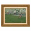 Moldura Dourada Retrô Campo de Pessegueiros em Flor de Van Gogh Céu Estrelado Estilo Pintura a Óleo Sala de Estar Entrada Pintura de Parede Emoldurada Pintura Decorativa Personalizado