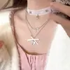 Super Hada Encaje Blanco Cruz Clavícula Collar Accesorios Alto Sentido Celebridad de Internet Collar Explosivo Lazo Cadena Clavícula