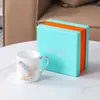 Caneca de Porcelana Fina de Luxo Leve Transfronteiriça Cerâmica Copo de Água para Escritório Copo de Leite Copo de Café Conjunto de Caixa de Presente de Casamento