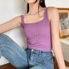 Camisola feminina terno base interna malha gola quadrada banda larga 2024 Novo design senso nicho outerwear top