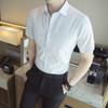 Verão Nova Camisa Masculina de Manga Curta Juventude Casual de Negócios Estampa Listrada Business Fit Camisa Masculina