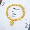 El Mismo Estilo que la Tienda de Oro Puzuo, Pulsera de Barras de Oro Pequeñas con Hielo Triturado Color Oro Arena con Cuentas de Ojo de Gato, Trayendo Riqueza y Buena Fortuna, con una Sensación de Lujo Ligero y Gama Alta