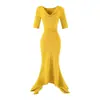 Vestido Irregular con Escote Asimétrico y Mangas Cortas, Pura Atracción, para Mujer, Falda Elástica de Cintura Ajustada para Verano, Vestido Largo Sexy de Cola de Pez
