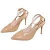 Sapatos de Salto Alto Elegantes de Tamanho Grande com Bico Fino para Mulheres 2026 Novo Estilo Tira no Tornozelo Estampa de Leopardo Bico Fechado Sandálias de Salto Alto Femininas Transfronteiriças