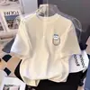 Camiseta Negra de Manga Corta de Seda de Leche para Mujer Verano 2026 Nuevo Estilo Estampada Básica Holgada Aspecto Adelgazante Tops para Hombres y Mujeres