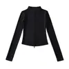 Atacado de fabricante transfronteiriço de roupas femininas 2026 cardigã térmico de gola alta com zíper slim fit e calça de microflare compridas