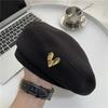 Love Beret Love Accessories 2024 Feminino Outono e Inverno Novo Chapéu de Urso de Lã Cabeça Grande Rosto Bonito