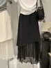 Falda de Traje de Malla Irregular Omalai para Mujer, Falda Lápiz de Línea A con Fruncidos Adelgazante de Cintura Alta para Verano Tendencia 7164