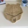 Gorro de Lana con Orejas de Oso Tridimensionales Estilo Japonés Lindo para Mujer Otoño e Invierno Nuevo Cálido Tejido Protección para las Orejas Gorro Lei Feng Moderno