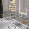 Celebridad de Internet Tienda de Postres de Té con Leche Combinación de Mesa y Silla de Acero Inoxidable Estilo Industrial Barra de Snacks Sencilla Silla Plegable de Acrílico para Ocio