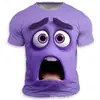 Camiseta 3D com Padrão de Rosto Engraçado e Zangado 2026 Nova Streetwear Camiseta Masculina Sorridente Top Unissex