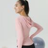 Top Esportivo Respirável para Mulheres, Secagem Rápida, Proteção Solar, Jaqueta Fitness com Capuz, Emagrecedor, Confortável, Manga Longa para Yoga, Alta Elasticidade
