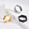 Anillo de Acero Titanio con Dibujo de Alambre Vikingo Nórdico Transfronterizo, Runas Luen, Seis Lados, Anillo Personalizado para Hombre, Estilo Neutro, Primera Joyería