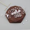 Peineta para el cabello europea y americana hecha a mano con perlas, flor de jazmín, hoja de aleación y diamantes de imitación, accesorios para el cabello de novia, tocado para moño.