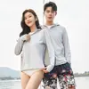 Roupa com Capuz Protetora Solar Leve Resistente a UV Fio de Gelo para Casal UPF50 Casaco Casual Outdoor Masculino Tendência Roupa para Pele