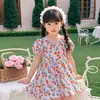 Vestido Floral para Meninas Verão Estilo Infantil Vestido Princesa Vestido de Verão para Bebê Menina Pequena Verão Algodão Seda Moderno