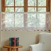 Cortina corta de encaje blanco estilo francés transfronteriza, cortina visillo opaca para decoración de sala de estar en casa, cortina de cocina, lujo ligero