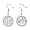 Pendientes colgantes de árbol pequeño con diamantes de punto para mujer anillo patrón de árbol pendientes colgantes joyería de acero inoxidable moda colgante hueco
