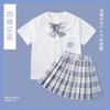 Meninas 'JK Uniforme Saia College Style Vestido 2024 Verão Novo Estilo Meninas 'Primary School Estudantes Vestido de Verão Médio e Grande Crianças Finas