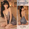 Flor Amor Mar Sexy Privado Pijama Mujer Viento de Puro Deseo Escote Profundo Color Sólido Tirante Camisón Pecho Pequeño Mostrado Ropa de Casa A033