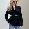 Diseño de Chaqueta de Traje Negra de Cintura Entallada de Alta Gama para Otoño e Invierno 2025, Elegante y de Moda para Viajes Transfronterizos