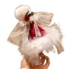 Sombrero de Bola de Pelo con Lazo Rojo y Cascabel Pinza para el Cabello Femenina Accesorios de Vestido de Fiesta de Gama Alta Clip de Tocado de Navidad