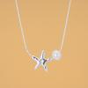 Collar de Plata Esterlina S925 Verano Fresco y Dulce Estrella de Mar Perla Natural para Mujer Ins Nicho Versátil Simple Cadena Clavícula