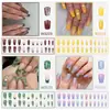 Uñas postizas de colores con purpurina, tiras para uñas de uso diario, 24 piezas de tiras de uñas terminadas, tiras de arte para uñas al por mayor