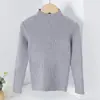 Clase Infantil Transfronteriza 2026 Suéter Otoño e Invierno Cuello Medio Manga Larga Tejido para Niños Mayores Color Sólido Jersey Capa Base Moderno