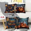 Funda de Cojín Decorativa para Sofá de Sala de Estar en Casa para Vacaciones, Super Suave, de Lino y Piel de Durazno, Nueva para Halloween, Transfronteriza