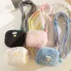 Lindo Ins Rosa Rizado Billetera para Monedas Colgante Funda para Teléfono Móvil Correa Diagonal Larga Cuerda Mini Bolsa Pequeña Tipo Correa