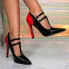 Tacones Altos de Punta Fina para Mujer, Zapatos Mary Jane con Tira y Doble Hebilla, Tacones Altos Elegantes para Fiesta de Charol, Calzado para Mujer al por Mayor