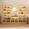 Vitrina de té de múltiples niveles con panel trasero iluminado, vitrina de oficina, estantería de pared para liquidación, estante multi-tesoro