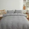 Conjunto de quatro peças liso de cor sólida estilo japonês direto da fábrica, protetor de lençol de elástico simples escovado, item único de lençol de elástico lavável
