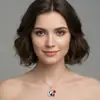 Knn-1312 Collar de Panda con Estrella y Luna Estilo Lindo para Mujer con Colgante de Rubí y Diamante, Cadena para Clavícula con Diseño de Nicho Transfronterizo