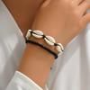 Pulsera Europea y Americana Transfronteriza de Nuevo Estilo Bohemio de Concha Natural con Nudo de Cuerda Hecha a Mano de Dos Piezas para Mujer