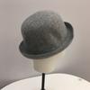 Estilo europeo y americano simple tablero de luz lana Sombrero bombín ovalado mujer retro otoño e invierno fieltro ala pequeña sombrero redondo