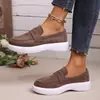 Mocassins femininos, nova coleção de outono 2026, sapatos casuais de camurça com sola macia, estilo britânico, mocassins fáceis de calçar