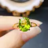 Anillo Popular de Peridoto Natural al por Mayor de Fábrica Plata S925 Piedra Principal Incrustada 8*10 Joyería de Lujo Venta Directa de Fábrica