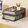 Caja de almacenamiento de escritorio, estante de almacenamiento de documentos, organizador de archivos metálico apilable, estante para material de oficina