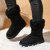 Botas de Nieve Gruesas de Felpa Multicolores Invierno Borde Enrollado para Mujer con Forro de Terciopelo Cálido Zapatos de Algodón Suela Gruesa Antideslizantes Zapatos para Mujer
