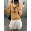 Mocci Otoño Nuevo Estilo Cuello Polo Suave Crochet Hueco Adelgazante Tejido Base Camiseta MQ1640