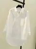 Camisa Informal Versátil Transfronteriza Europea y Americana para Mujer con Doble Bolsillo, Mangas Enrollables, Corte Holgado y Diseño Favorecedor para el Uso Diario